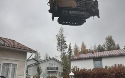 Poravaunun nostaminen porauspaikalle