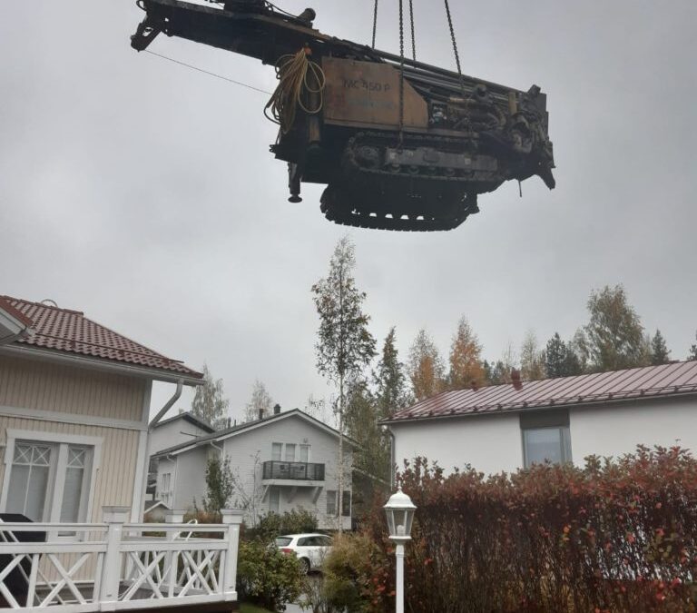 Poravaunun nostaminen porauspaikalle